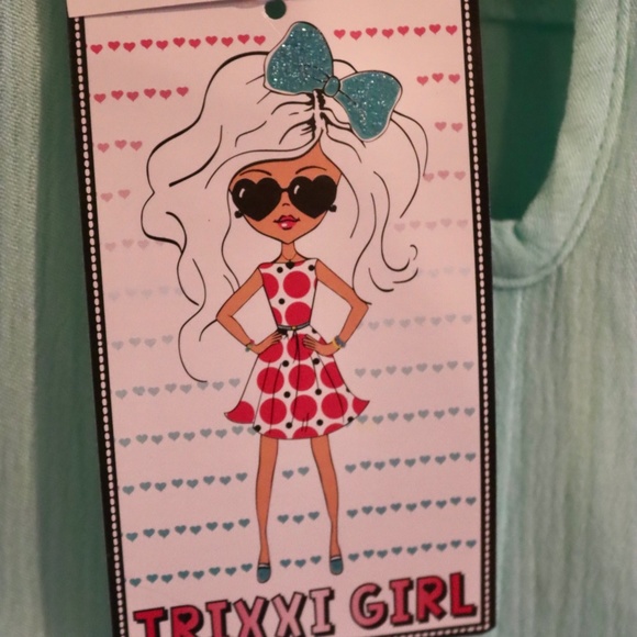 TRIXXI GIRL Hi-Lo Sleeveless Girls Mint Green Gauze Dress Embroidered. NWT - Picture 9 of 9